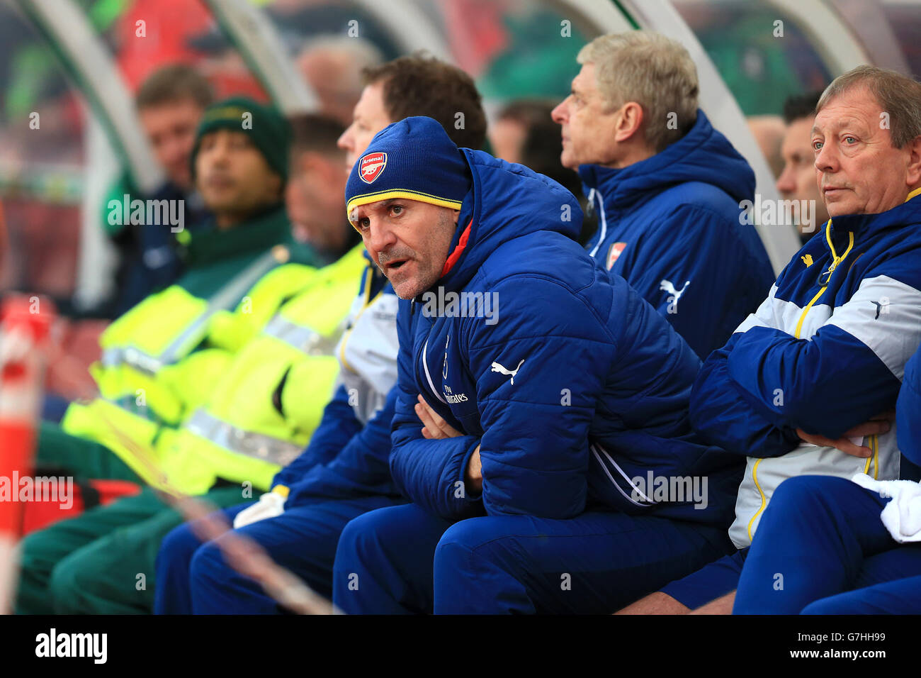 Fußball - Barclays Premier League - Stoke City / Arsenal - Britannia Stadium. Arsenal Assistant Manager Steve Bould Stockfoto