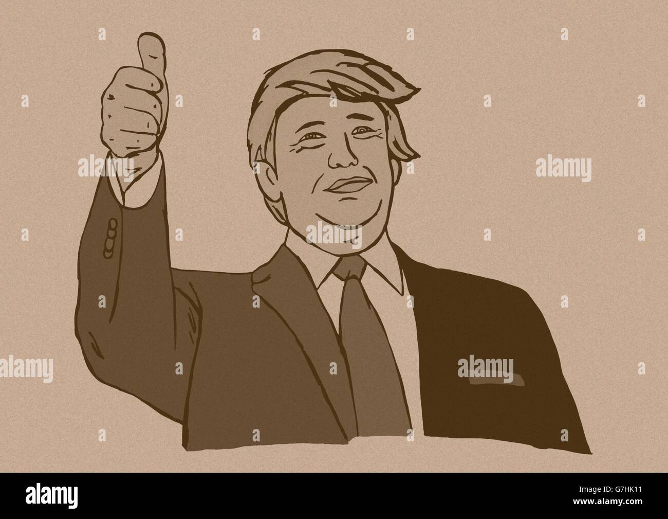 Vintage Illustration auf Donald Trump für das Präsidentenamt kandidieren Stockfoto