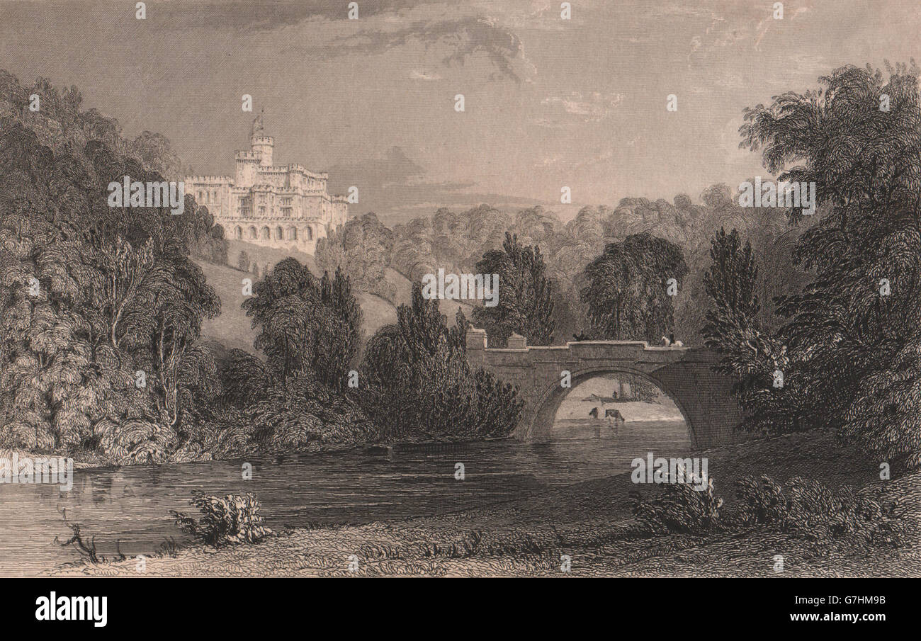 COUNTY DURHAM: Lambton Castle. ALLOM, antiken print 1839 Stockfoto