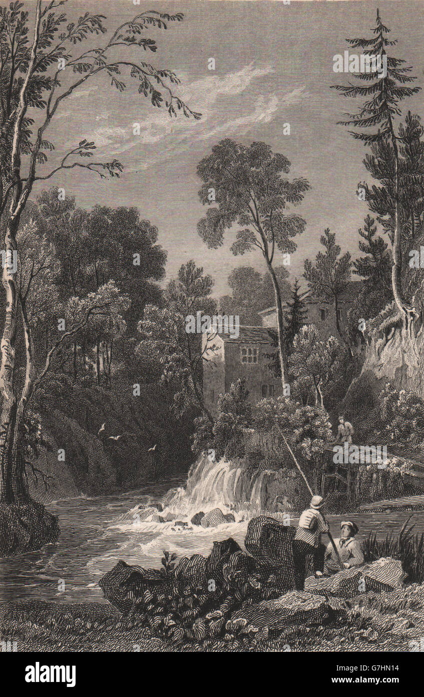 LAKE DISTRICT: The Mill auf den Stock Ghyll, in der Nähe von Ambleside. Cumbria, 1839 Stockfoto