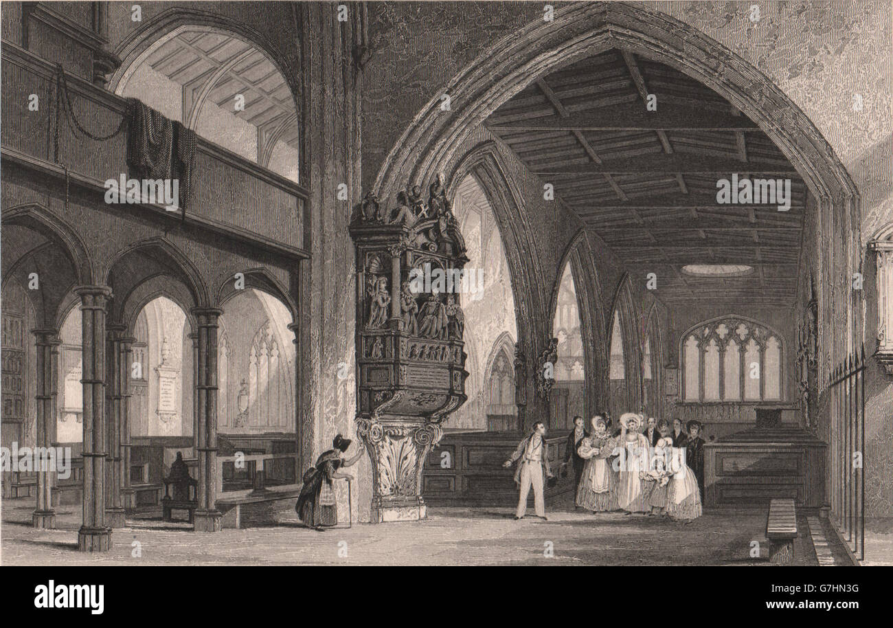 NEWCASTLE-UPON-TYNE: St.-Nikolaus Kirche. ALLOM, antiken print 1839 Stockfoto