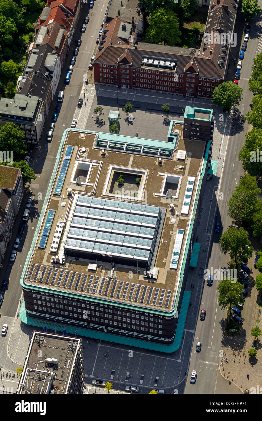 Antenne, restaurierte Rathaus Gelsenkirchen, Hans-Sachs-Haus, Backstein-Architektur, anzeigen Backstein-Expressionismus, Gelsenkirchen, Stockfoto