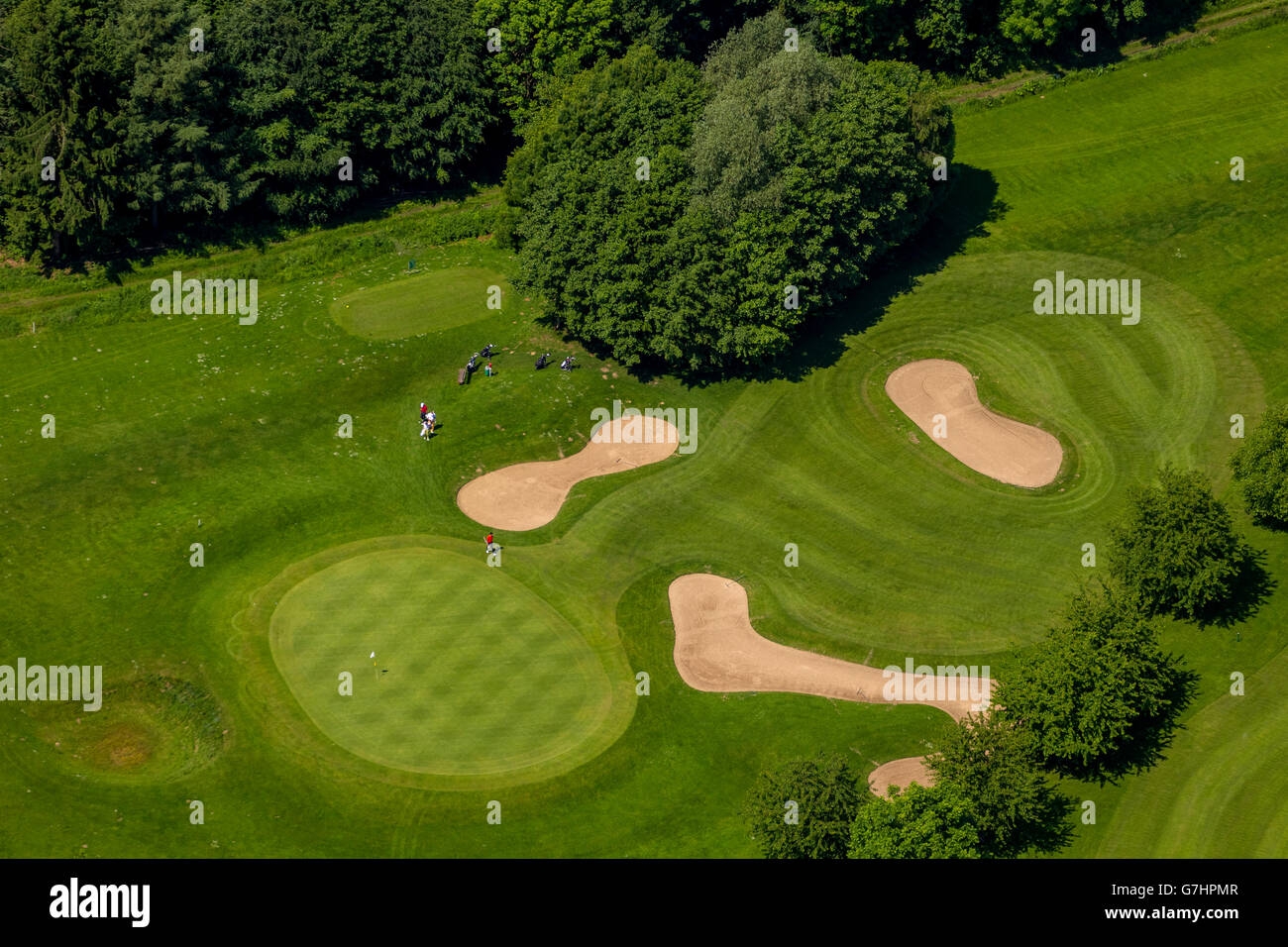 Luftaufnahme, Golfclub Hamm, Golfclub Hamm Drechen, Golfplatz, driving-Range, Grüns, Sandbunker, Hamm, Ruhrgebiet, Stockfoto
