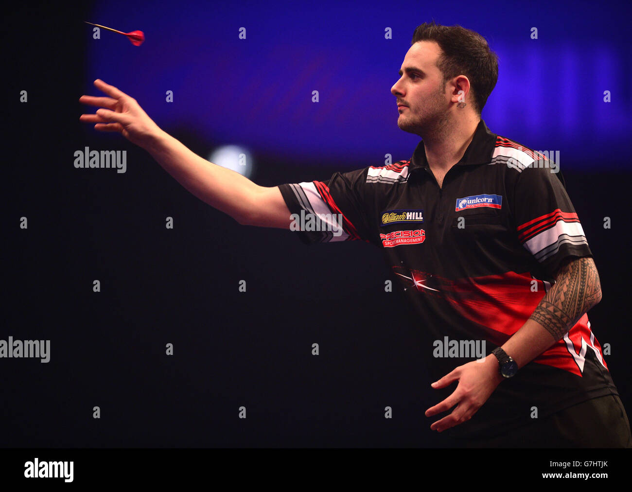 Joe Cullen während der William Hill World Darts Championship im Alexandra Palace, London. Stockfoto