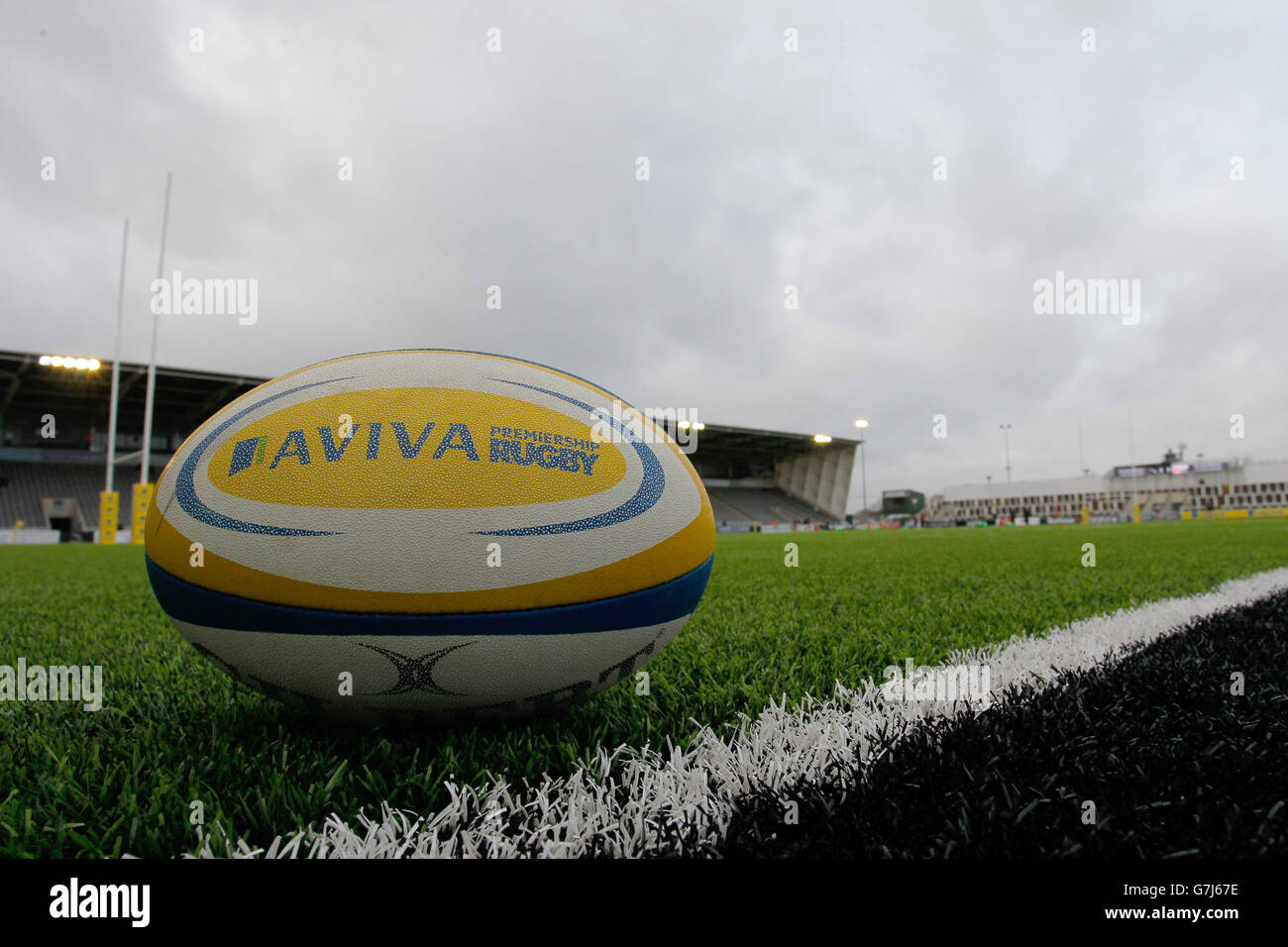 Rugby - Aviva Premiership Rugby - Newcastle Falcons / London Welsh - Kingston Park. Kingston Park Rugby Ground vor dem Anpfiff Stockfoto