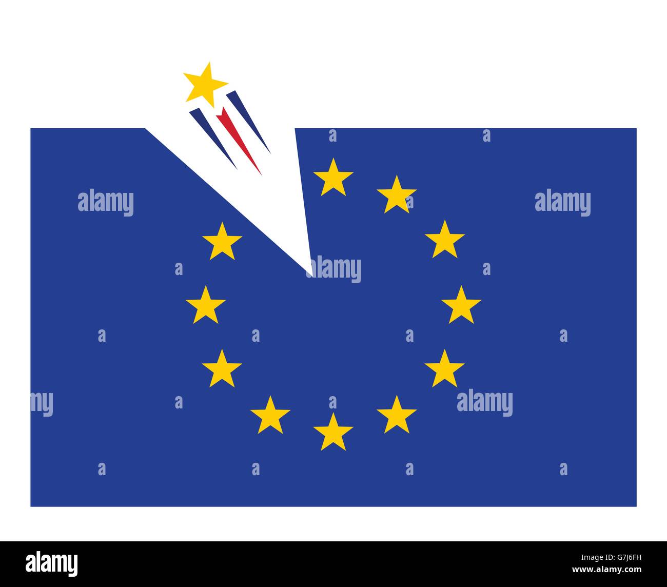 Fliegende Sterne heraus aus europäische Anschluß-Markierungsfahne Vektor-illustration Stock Vektor