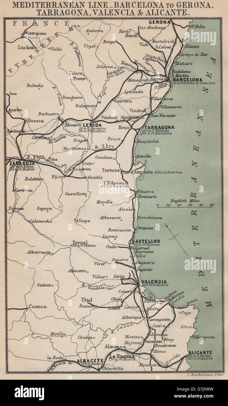 SPANIEN MITTELMEERKÜSTE. Karte Costa Blanca del Azahar Dorada Brava