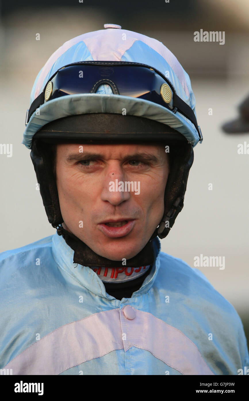 Jockey Paddy Brennan während des Betfred Challow Hurdle Day auf der Newbury Racecourse, Berkshire. Stockfoto