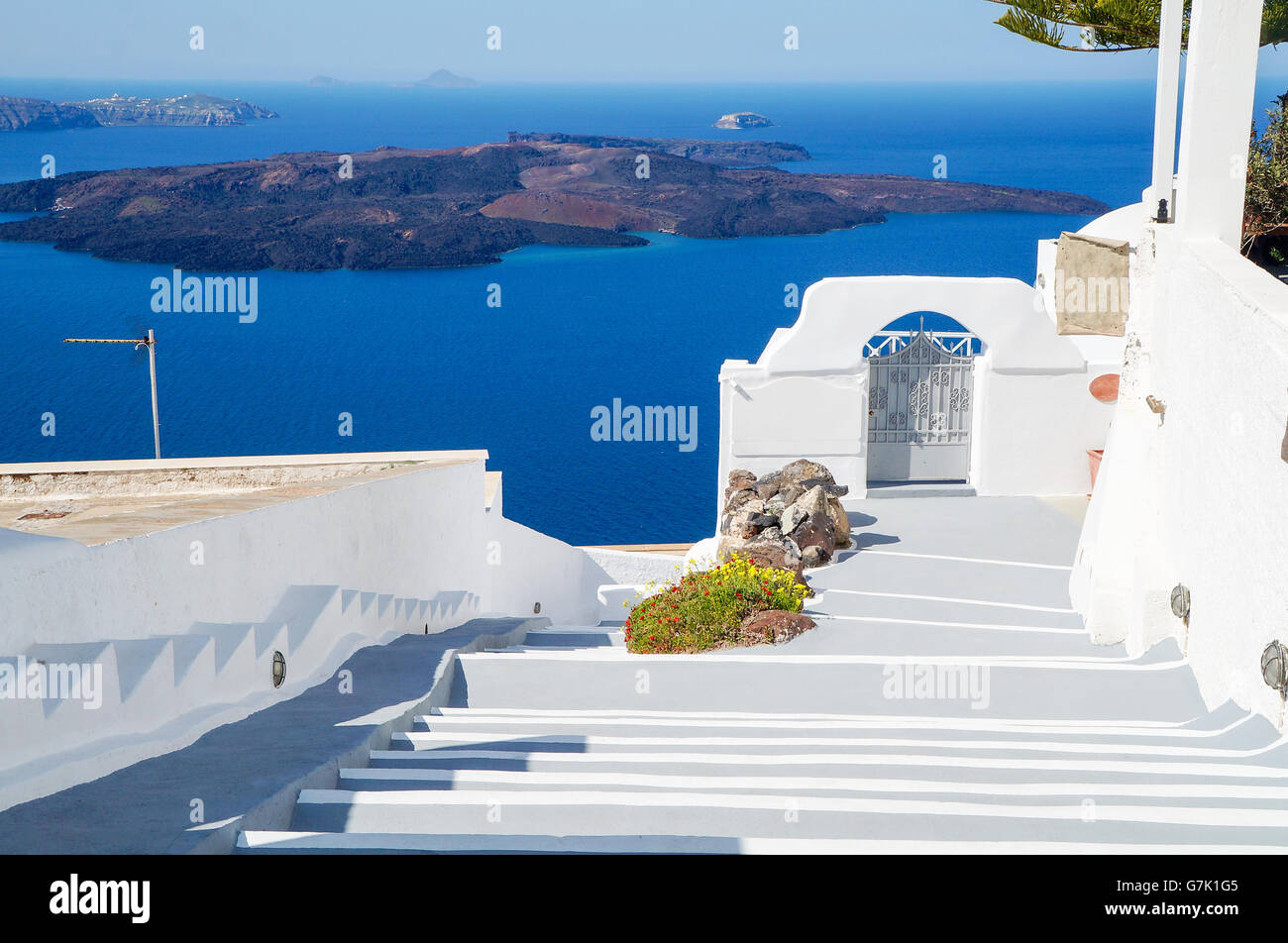 Sterne auf Santorin in Griechenland. Reiseziel für den Sommer Stockfoto