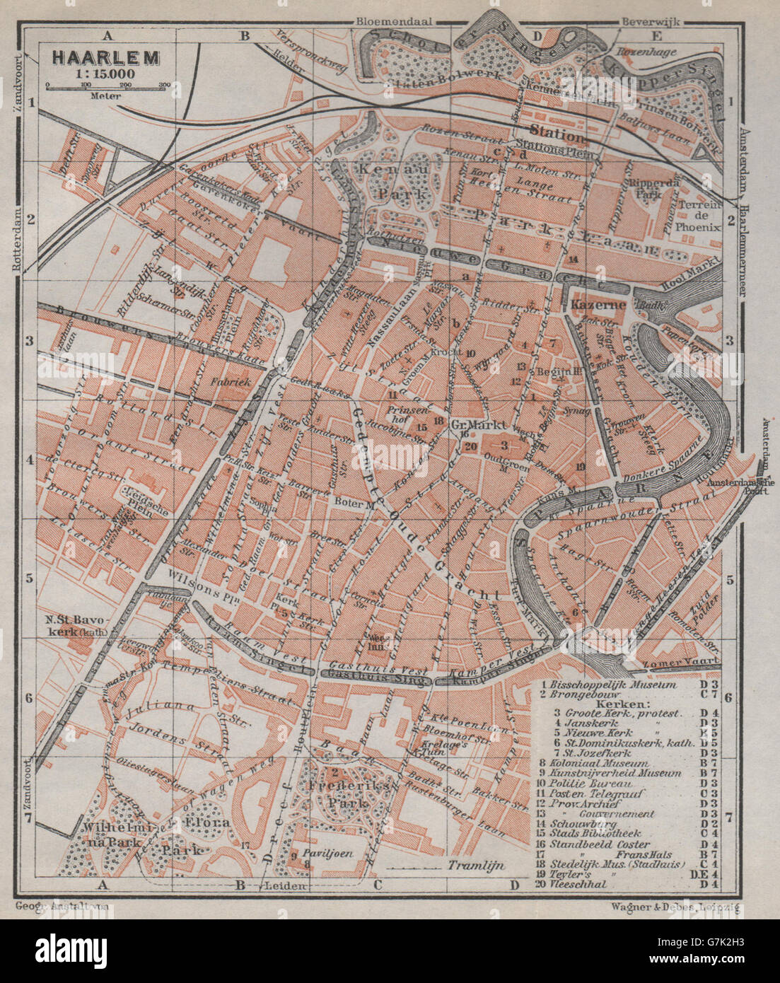 HAARLEM antiken Stadt Stadt Stadsplan. Harlem. Niederlande-Kaart, 1910 alte Karte Stockfoto