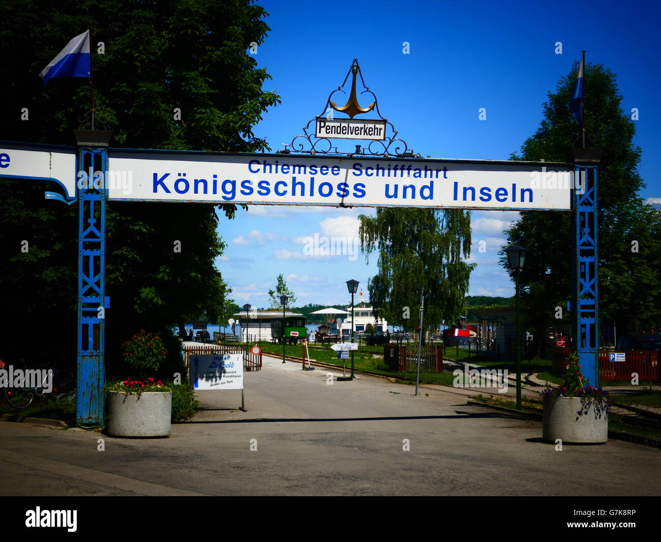 Europa Deutschland Chiemgau Chiemsee See Prien Fähranleger Stockfoto