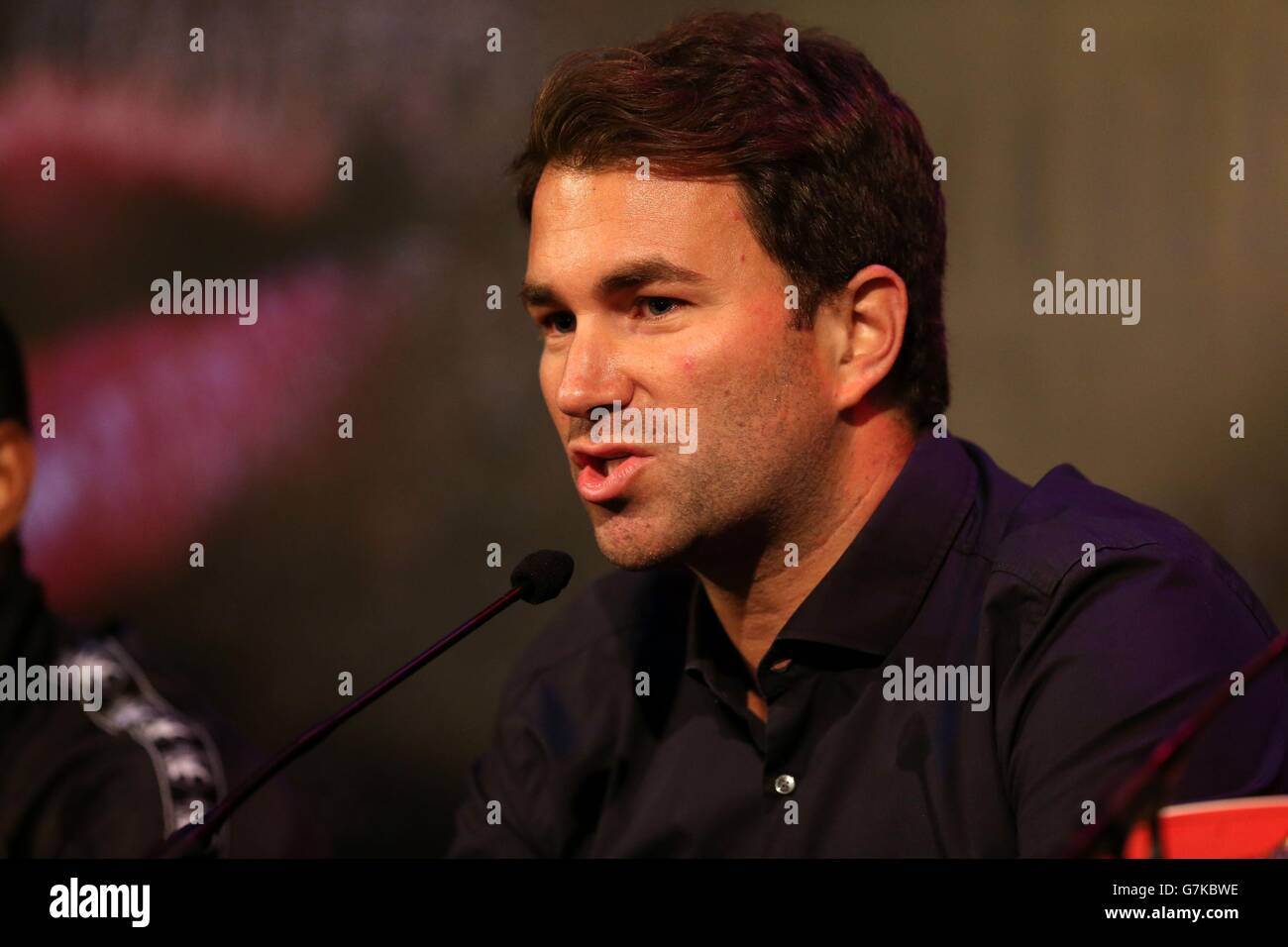 Boxen - Kell Brook Pressekonferenz - Montgomery Theater - Sheffield. Promoter Eddie Hearn während einer Pressekonferenz im Montgomery Theater, Sheffield. Stockfoto