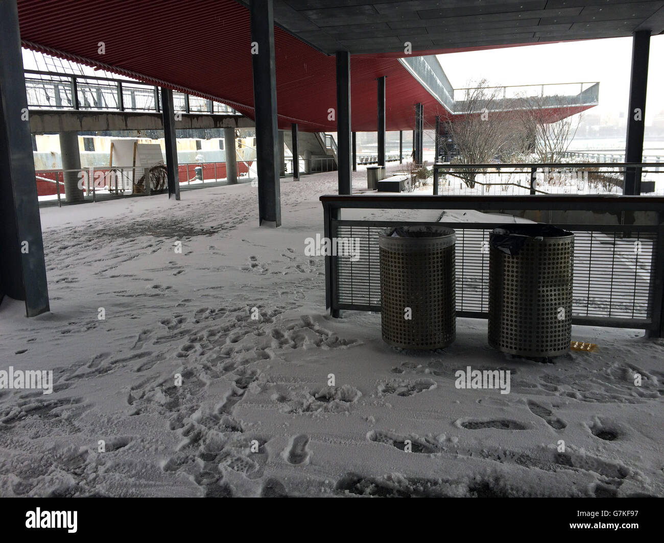 New York: Wintersturm decken Financial District Stockfoto