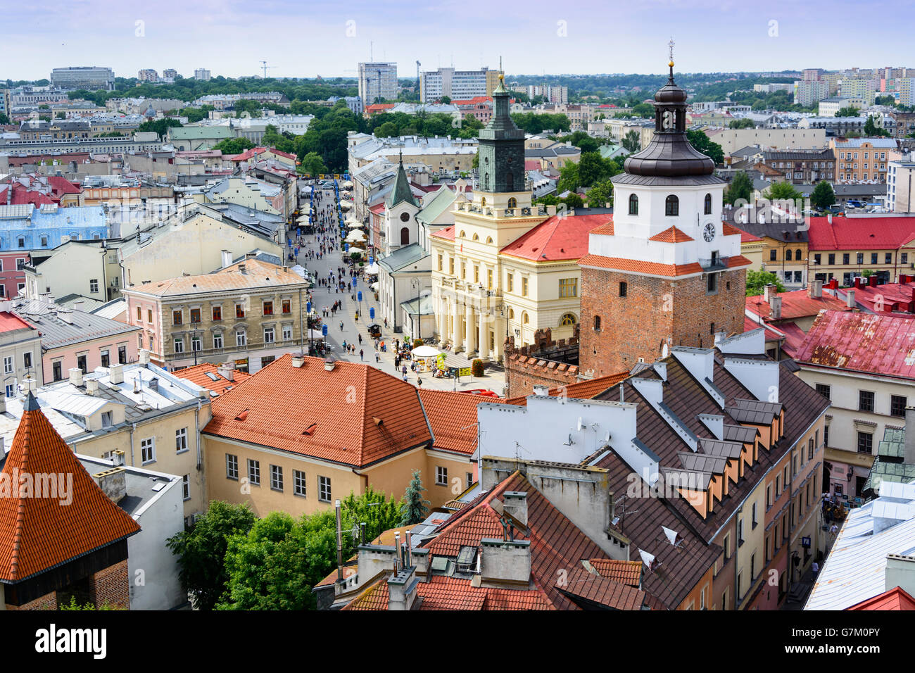 Altstadt in Lublin, Polen - Luftbild Stockfoto