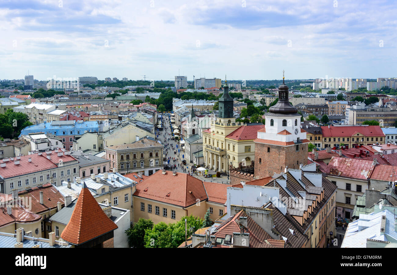 Altstadt in Lublin, Polen - Luftbild Stockfoto
