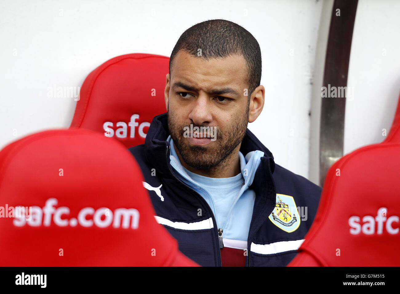 Fußball - Barclays Premier League - Sunderland gegen Burnley - Stadium of Light. Steven Reid von Burnley in der Grube Stockfoto