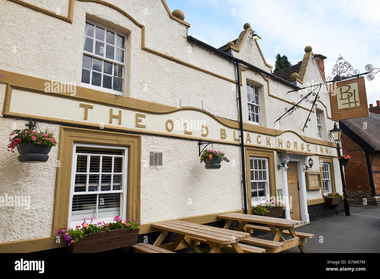 Die alte Black Horse Inn Marktplatz Market Bosworth Leicestershire UK Stockfoto