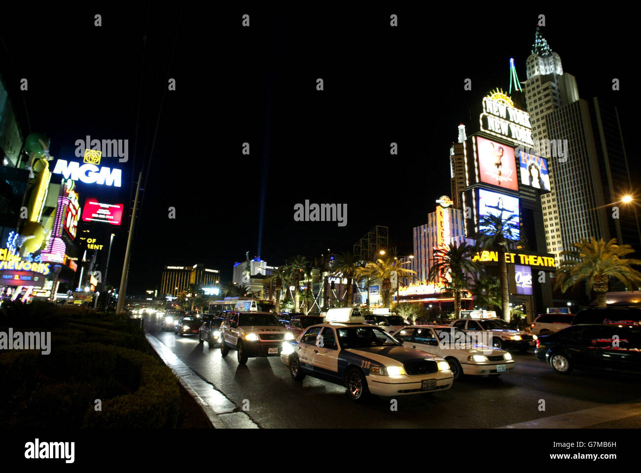 Blick Auf Las Vegas. New York New York Hotel und MGM Hotel. Stockfoto