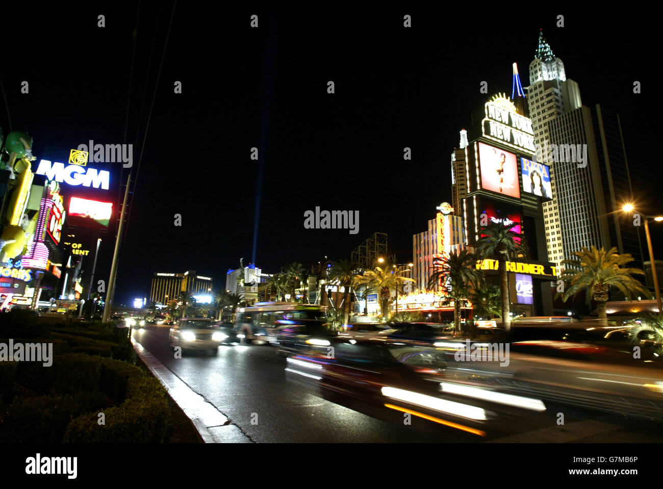Blick Auf Las Vegas. New York New York Hotel und MGM Hotel. Stockfoto