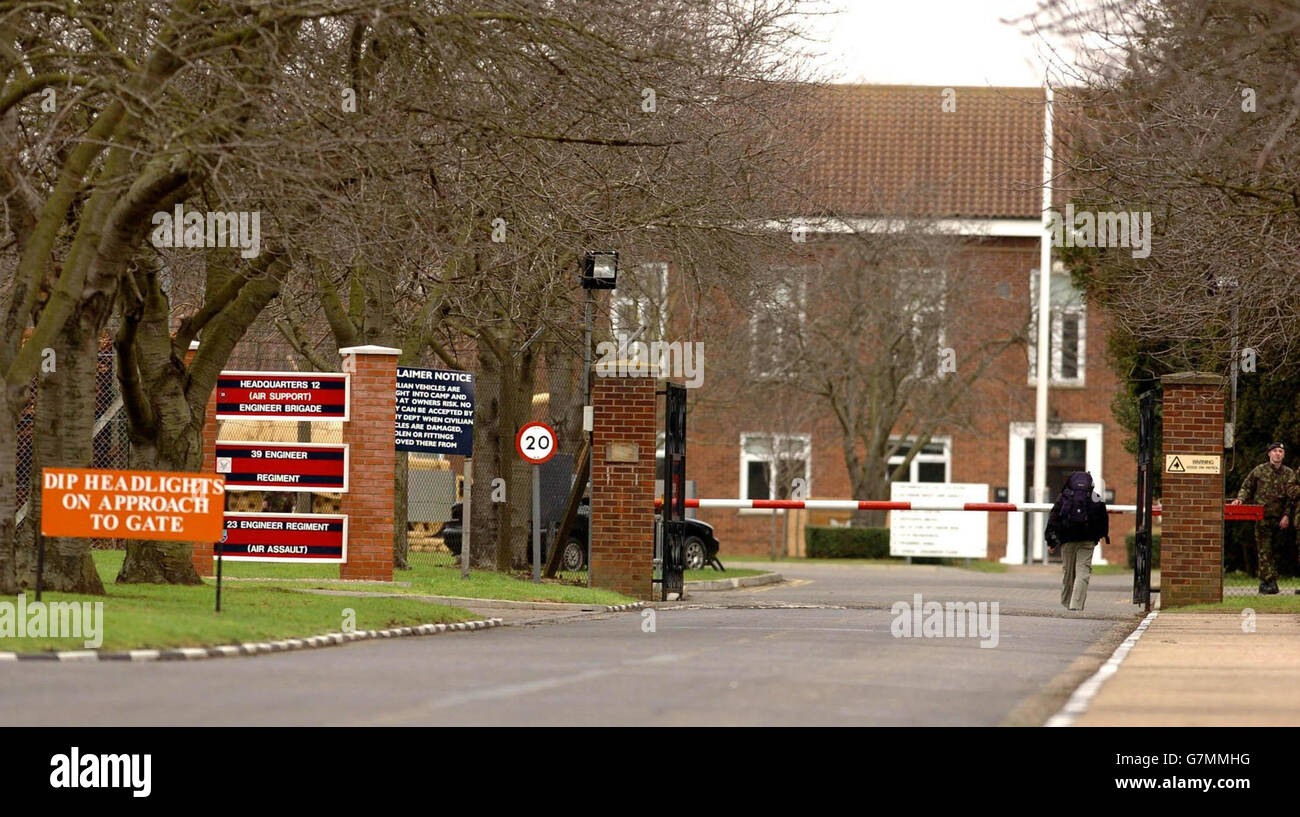 Morduntersuchung von Sally Geeson, Soldat tot aufgefunden. Waterstrand Barracks. Stockfoto