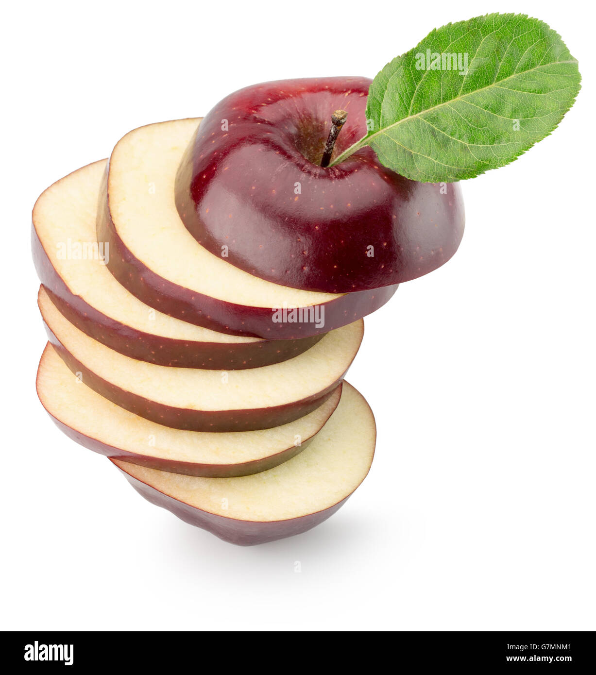 geschnittenen Apfel auf dem weißen Hintergrund isoliert. Stockfoto