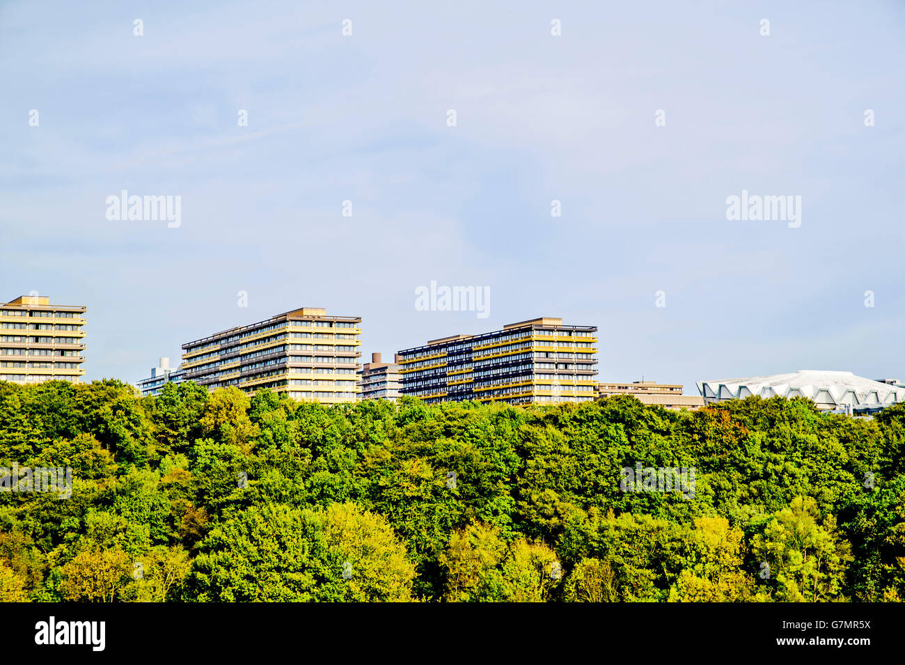 Zeigen Sie an der Universität in Bochum, Ruhrgebiet, Deutschland an; Blick Auf Die Ruhr-Universität Bochum, Vom Süden ihr Stockfoto