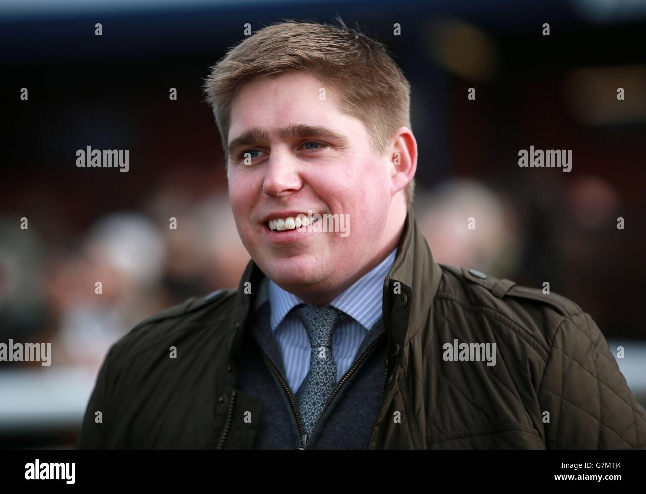 Pferderennen, Rennbahn Ludlow. Trainer Dan Skelton auf der Rennbahn Ludlow. Stockfoto