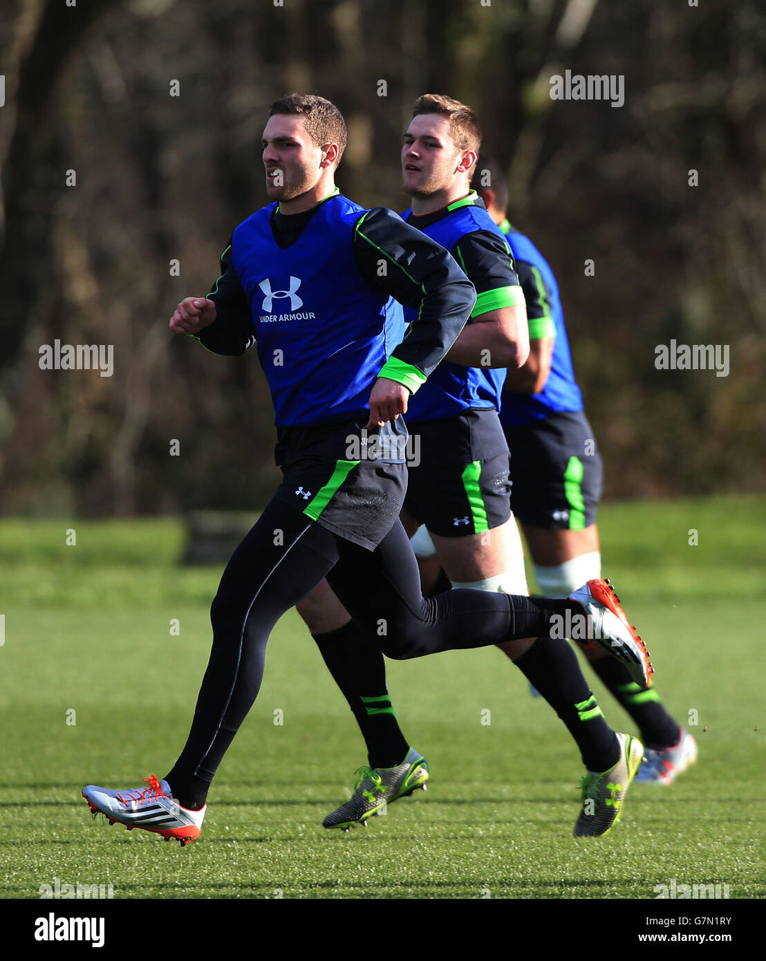 Wales George North während der Trainingseinheit im Vale Resort, Hensol. Stockfoto