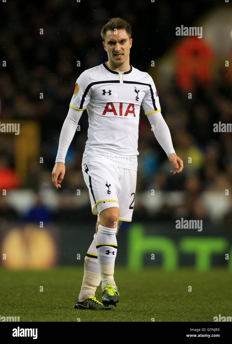 Fußball - UEFA Europa League - Runde 32 - Erstes Bein - Tottenham Hotspur gegen Fiorentina - Weiße Hart Lane. Christian Eriksen von Tottenham Hotspur verpasste eine Chance während des Spiels der UEFA Europa League in der White Hart Lane, London. Stockfoto