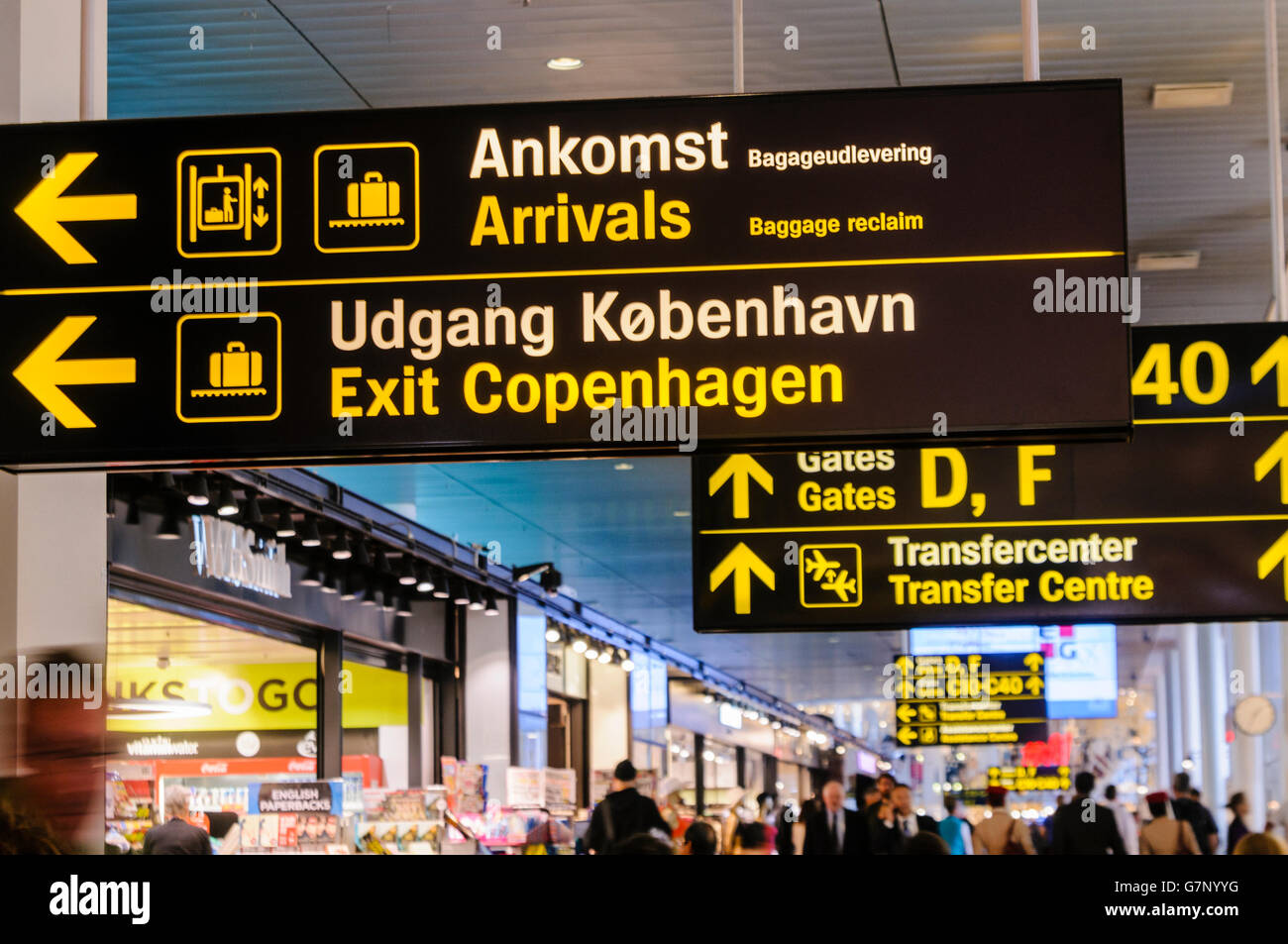 Ankünfte am Flughafen Copenhaven Stockfoto