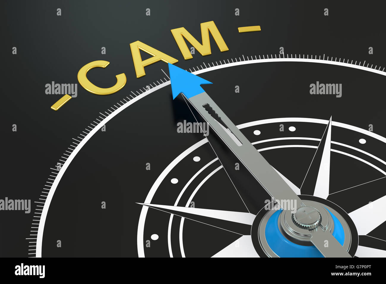 CAM-Kompass-Konzept, 3D rendering Stockfoto