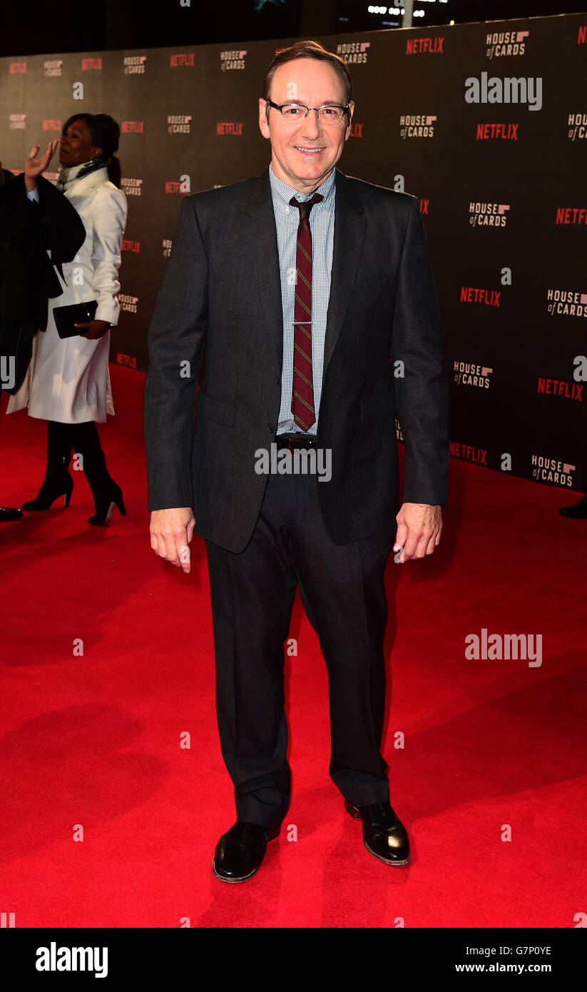 Kevin Spacey bei der Weltpremiere von House of Cards - Staffel 3 im Empire Cinema, Leicester Square, London. Stockfoto