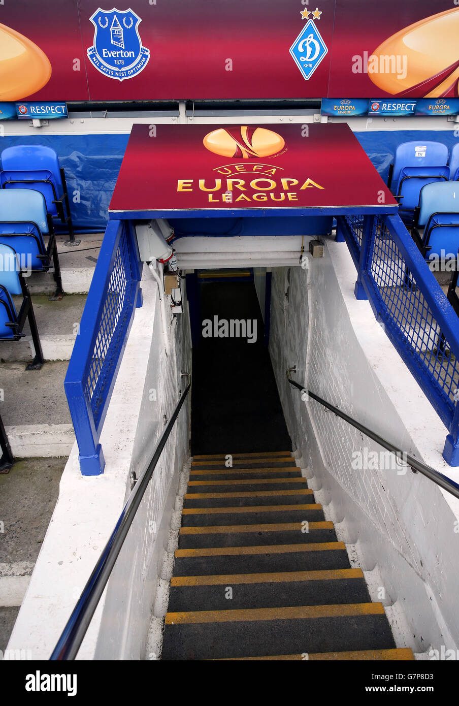 Goodison Park vor dem Spiel der UEFA Europa League. DRÜCKEN Sie