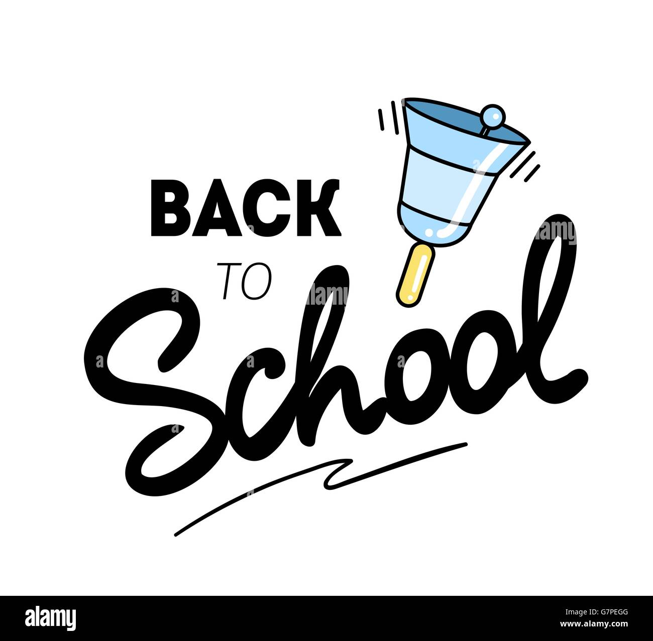 Zurück zu Schullogo mit einer Glocke. Vektor-Illustration. Stock Vektor