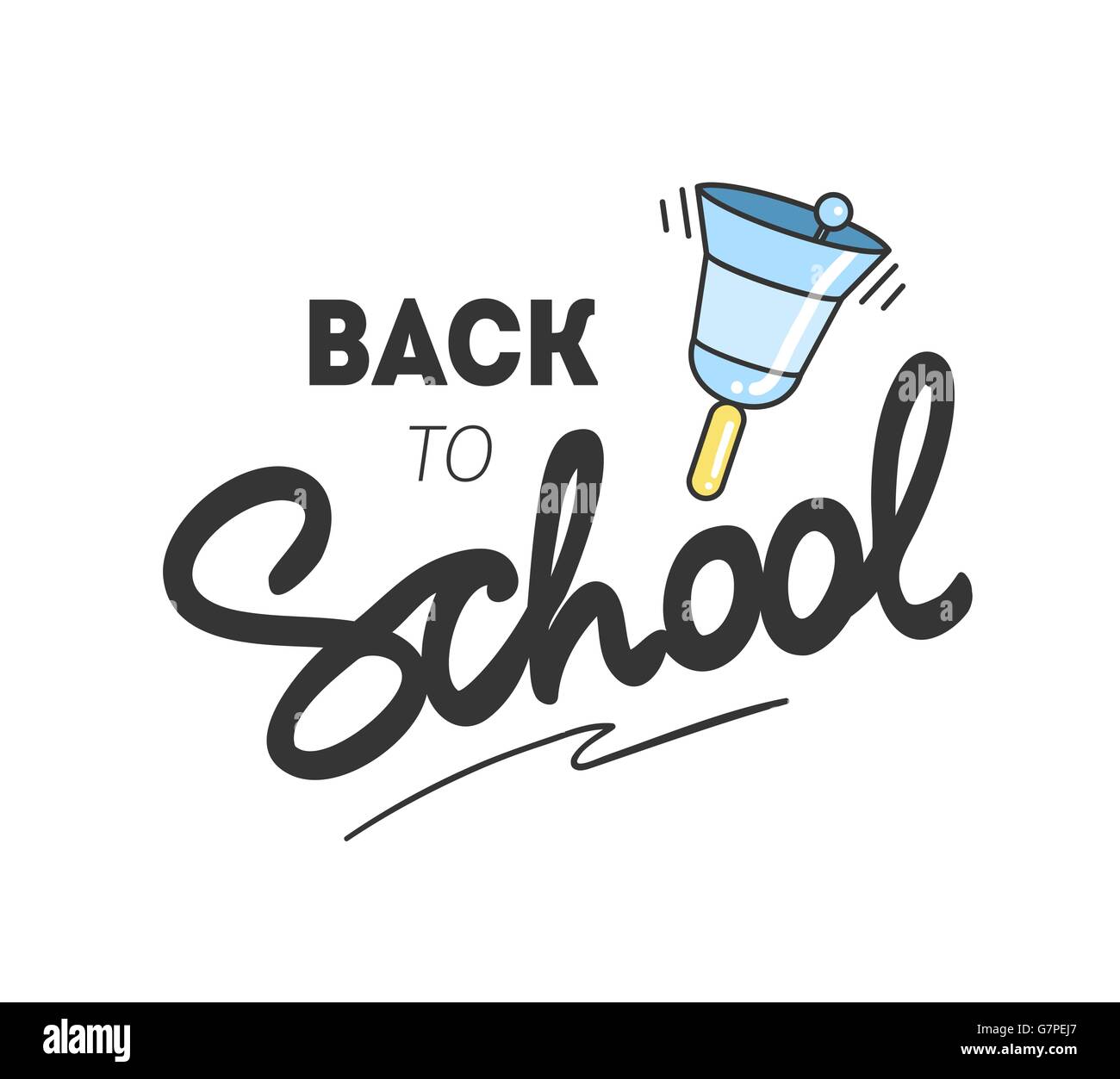 Zurück zu Schullogo mit einer Glocke. Vektor-Illustration. Stock Vektor