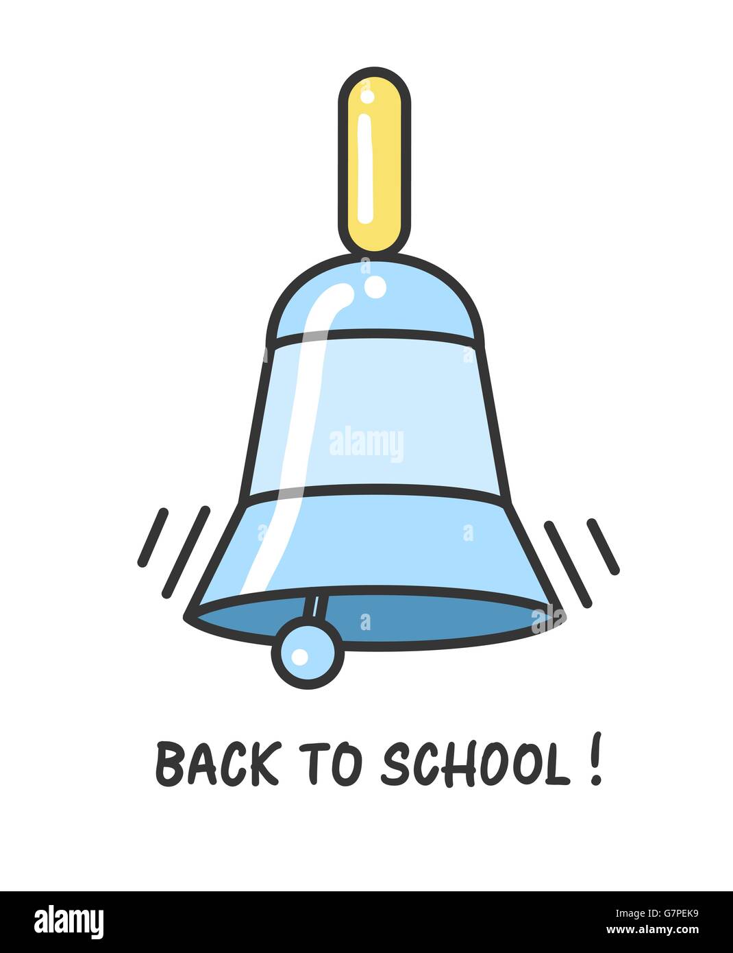 Zurück zu Schullogo mit einer Glocke. Vektor-Illustration. Stock Vektor