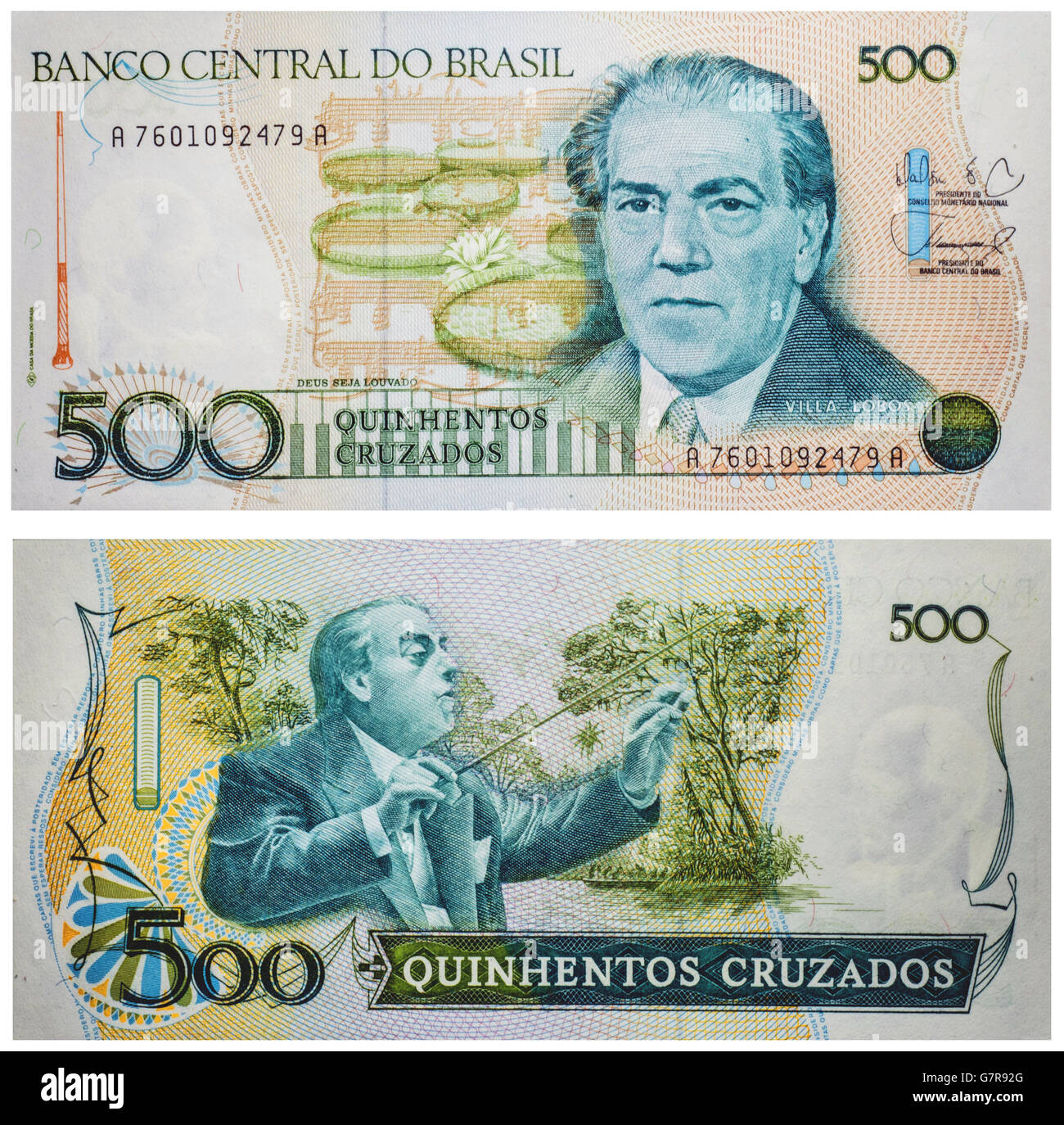 Banknote 500 Cruzados Brasil 1986 Stockfoto