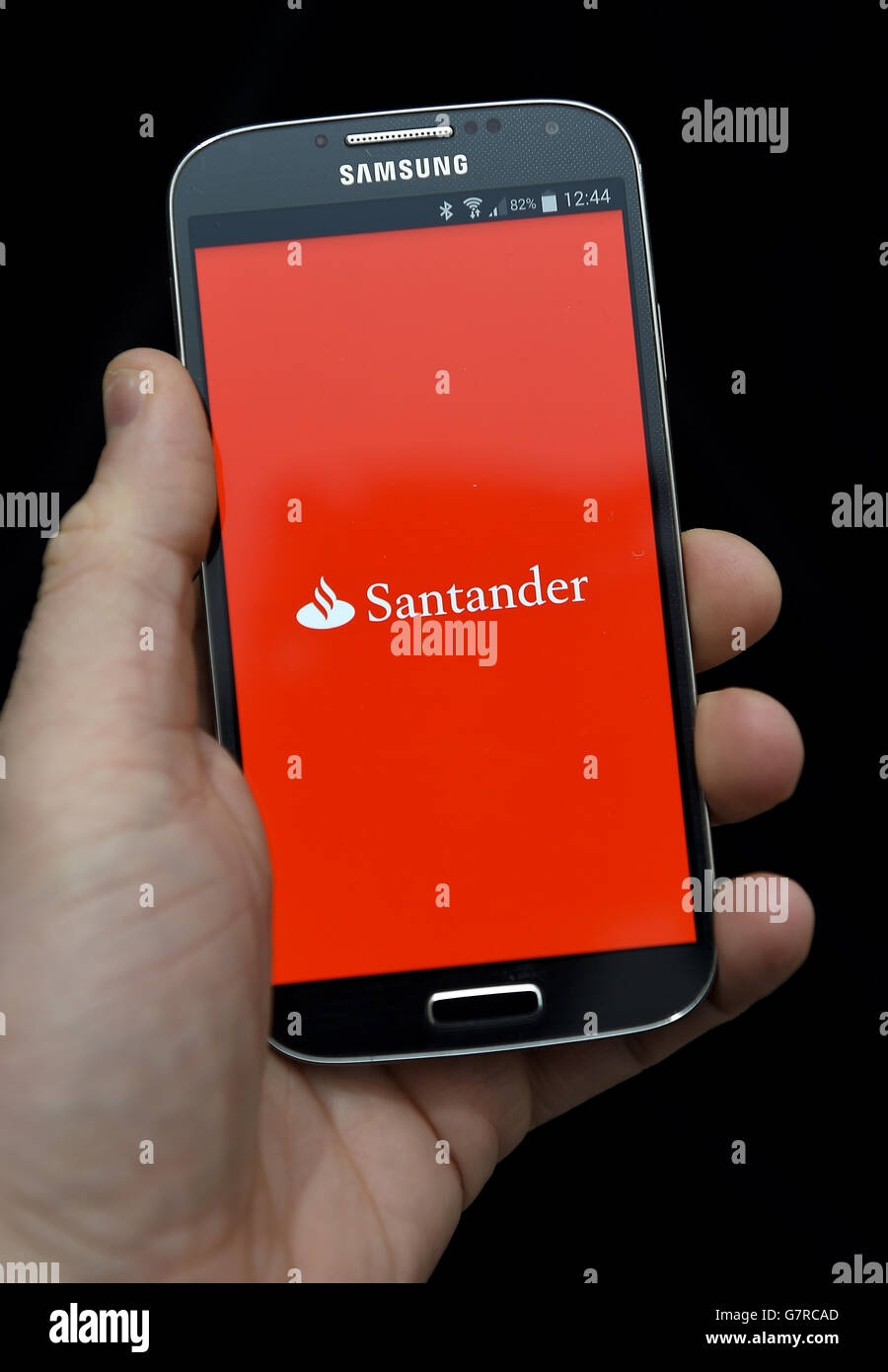 Die Santander Banking-App wird auf einem Samsung Galaxy S4 verwendet. Stockfoto