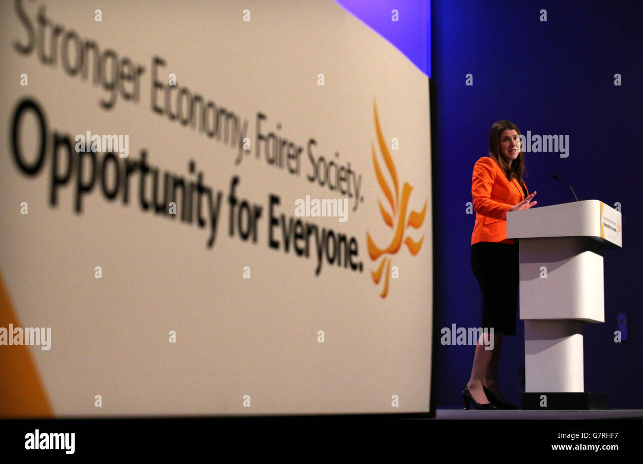 Gleichstellungsminister Jo Swinson spricht auf der Frühjahrstagung der schottischen Liberaldemokraten im Aberdeen Exhibition and Conference Center. DRÜCKEN SIE VERBANDSFOTO. Bilddatum: Freitag, 20. März 2015. Siehe PA Geschichte POLITIK LibDems. Bildnachweis sollte lauten: Andrew Milligan/PA Wire Stockfoto