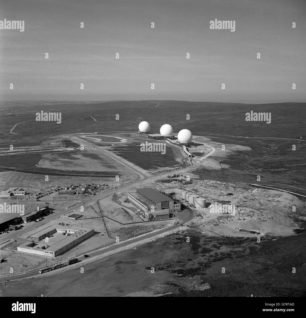 Militär - Raketenstarts - Ballistic Missile Early Warning System Bahnhof - RAF - Raketenstarts Moors, Nord Yorskhire Stockfoto