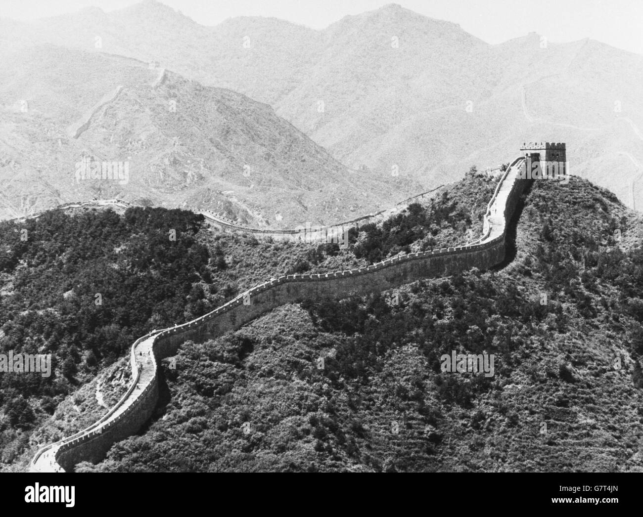 Gebäude und Denkmäler - die Chinesische Mauer. Die Chinesische Mauer, in der Nähe von Peking. Stockfoto