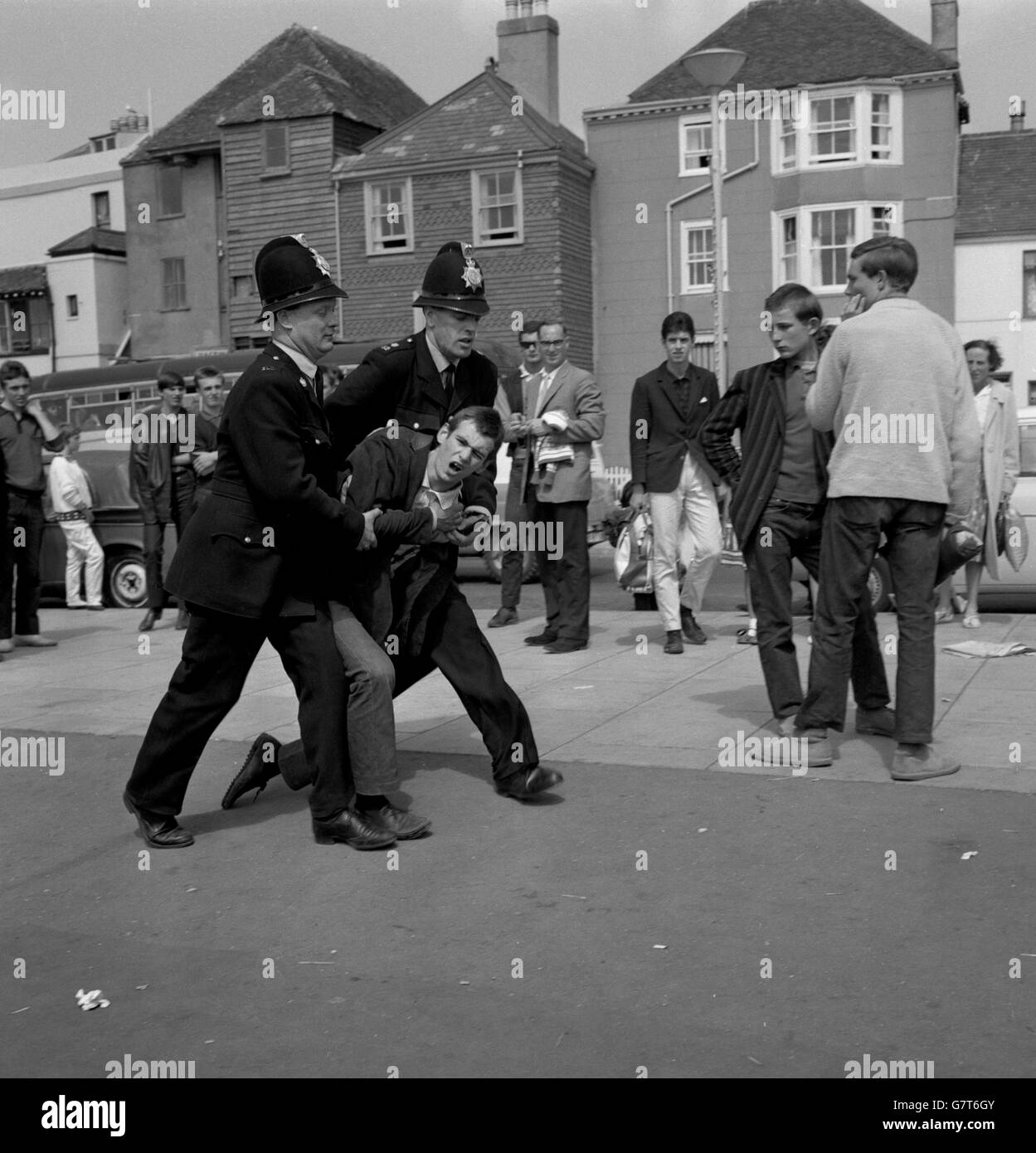 Britische Verbrechen - Unruhen - Mods und Rocker - Margate, Kent Stockfoto