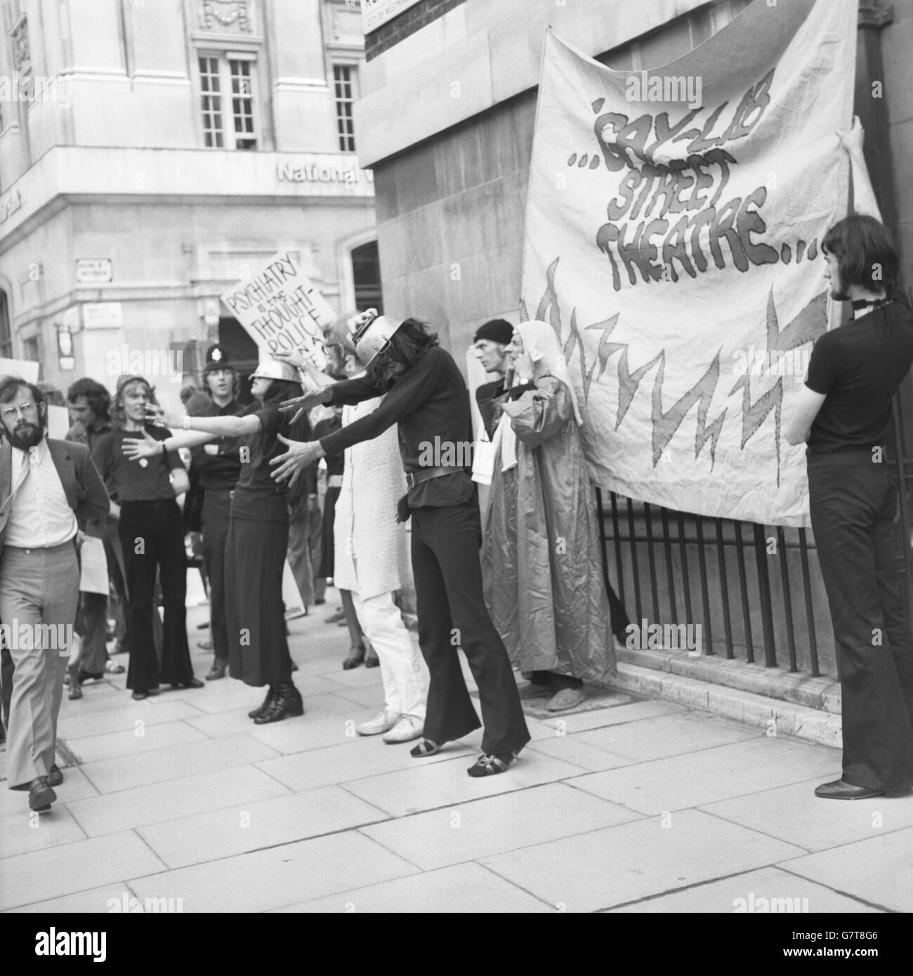 Protest - Gay Liberation Front - Harley Street, London Stockfoto