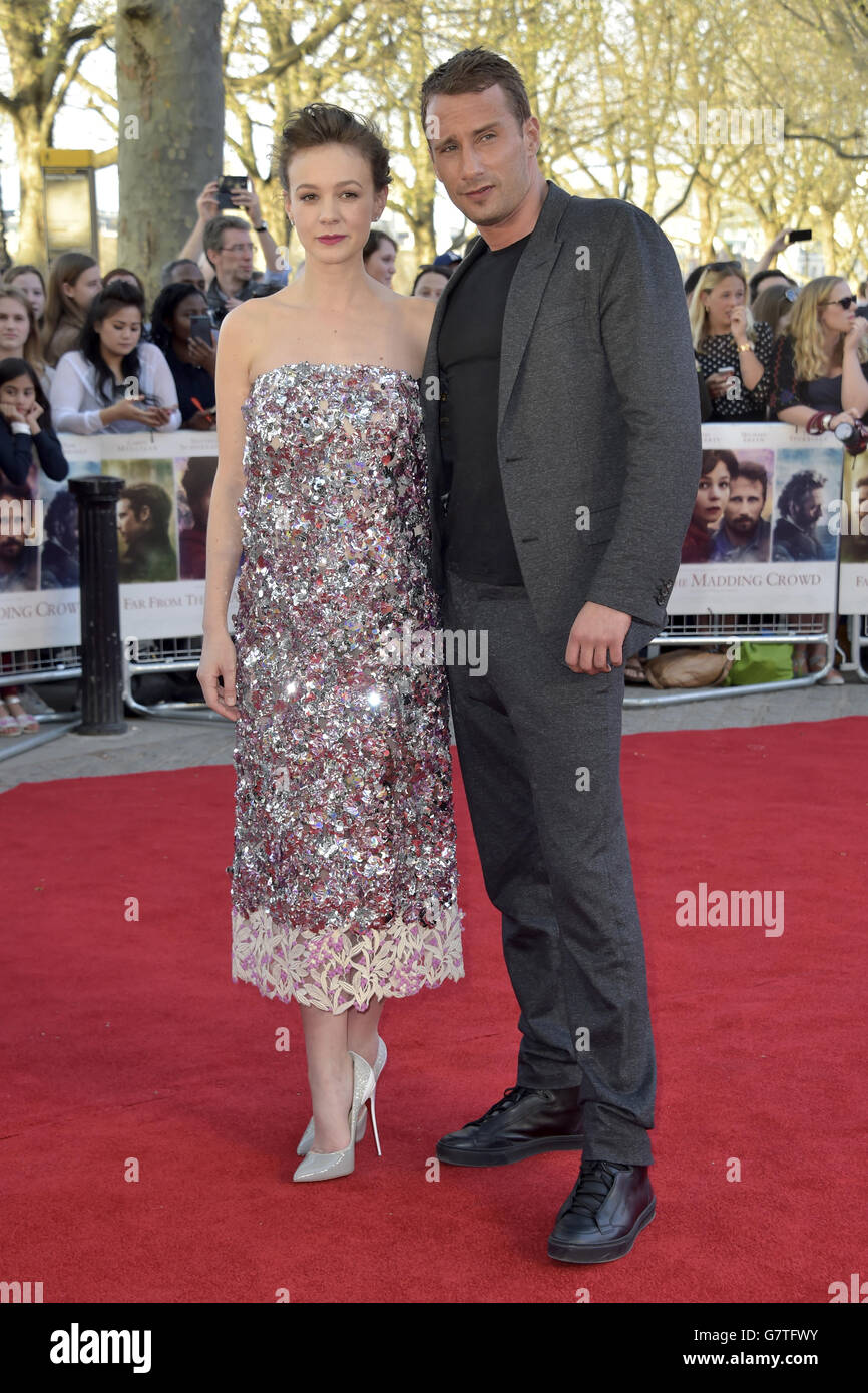 Carey Mulligan und Matthias Schoenaerts bei der Weltpremiere von Far From The Madding Crowd im BFI Southbank, London. DRÜCKEN SIE VERBANDSFOTO. Bilddatum: Mittwoch, 15. April 2015. Siehe PA Story SHOWBIZ Madding. Bildnachweis sollte lauten: Matt Crossick/PA Wire Stockfoto