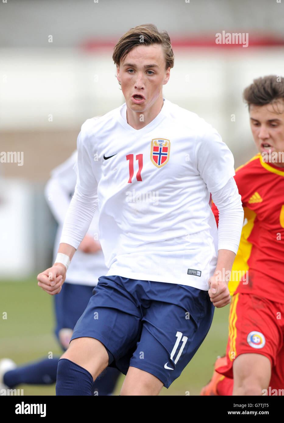 Fußball - UEFA-U17-Europameisterschaft - Elite-Runde - Gruppe 6 - Norwegen V Rumänien - James Parnell Stadium Stockfoto