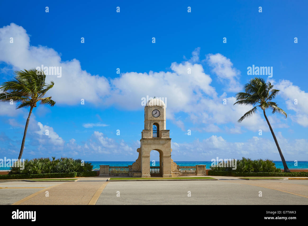 Palm Beach Worth Avenue Uhrturm Florida USA Stockfoto