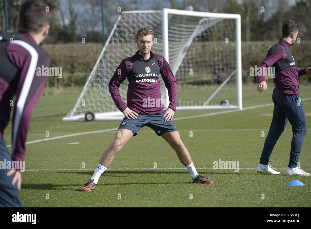 Ben Gibson von England U21 während der Mediensitzung in der Rockliffe Hall, Darlington. Stockfoto