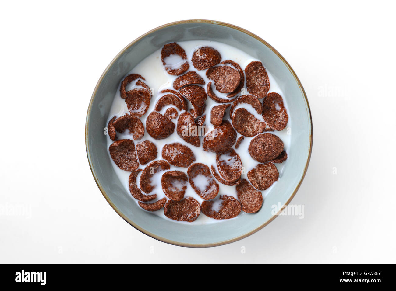 Schoko Müsli mit Milch zum Frühstück Stockfoto