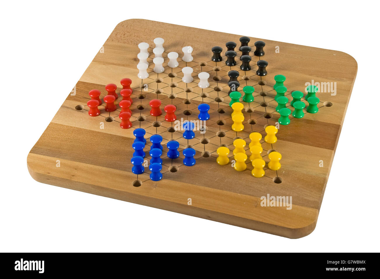 Chinese Checkers Board auf weiß bezüglich des Spiels Stockfoto