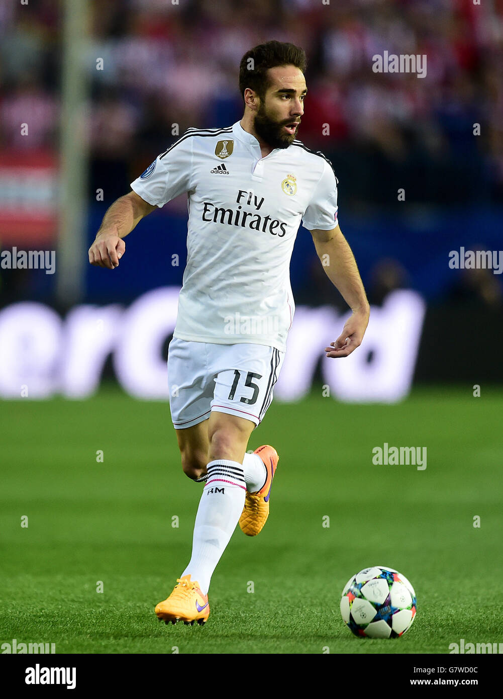 Fußball - UEFA Champions League - Viertelfinale - Erstes Teilstück - Atletico Madrid gegen Real Madrid - Vicente Calderon. Dani Carvajal von Real Madrid Stockfoto